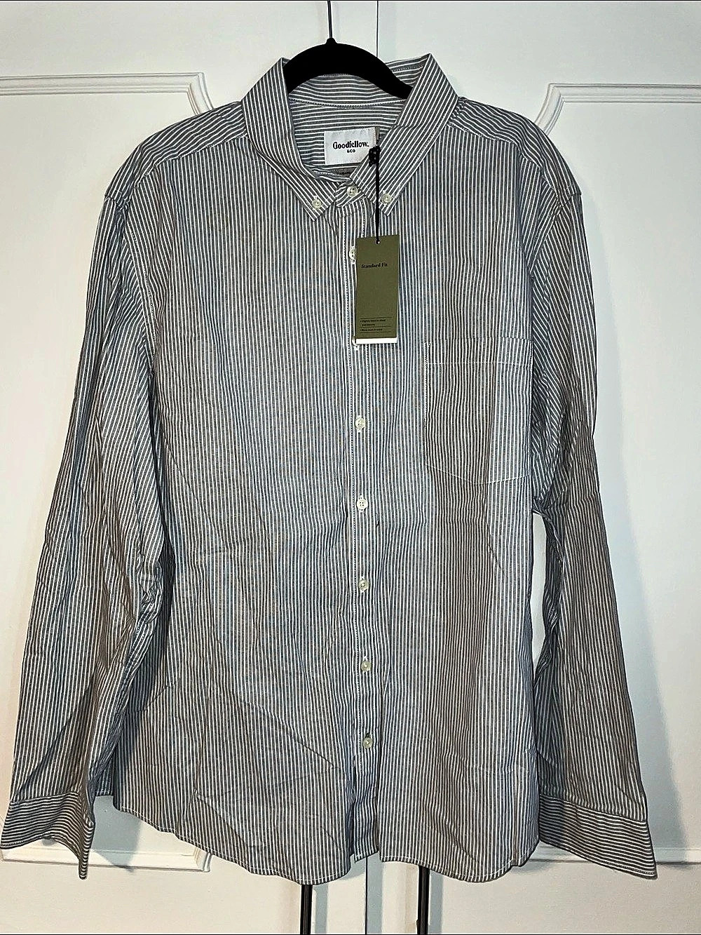 Goodfellow & Co Standard Fit Button-Down Shirt Striped Cotton Shirt in Gray &